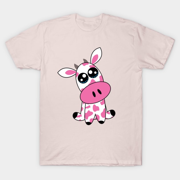 💗 🐄 Strawberry Cow - pink T-Shirt by FK-UK